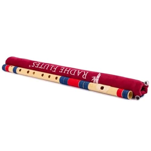 Radhe Flutes C Natural Bansuri | Dark Blue & Red | Tuned A=440Hz | PVC Fiber Flute with Velvet Cover thumbnail 4