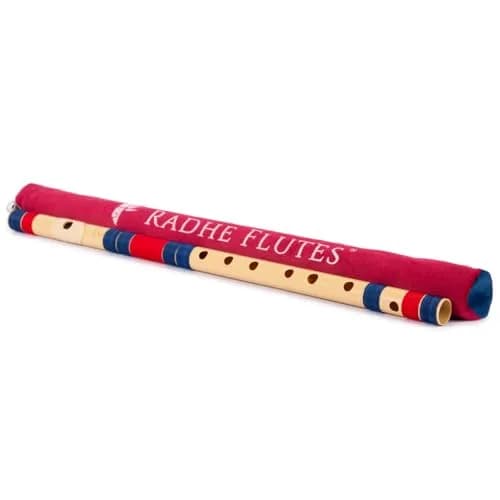 Radhe Flutes C Natural Bansuri | Dark Blue & Red | Tuned A=440Hz | PVC Fiber Flute with Velvet Cover thumbnail 5
