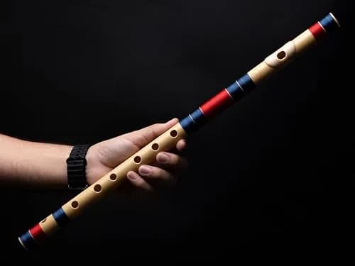 Radhe Flutes C Natural Bansuri | Dark Blue & Red | Tuned A=440Hz | PVC Fiber Flute with Velvet Cover thumbnail 8