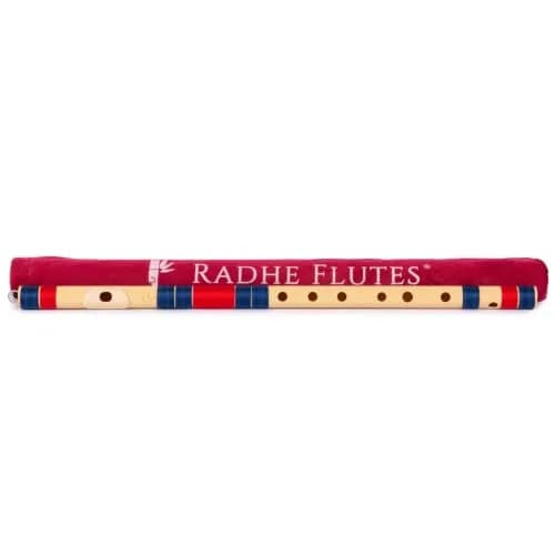 Radhe Flutes C Natural Bansuri | Dark Blue & Red | Tuned A=440Hz | PVC Fiber Flute with Velvet Cover thumbnail 3