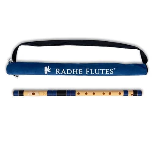 Radhe Flutes C Natural Bansuri | 49cm (19.3in) | Tuned to A=440Hz | PVC Fiber with Velvet Cover thumbnail 1