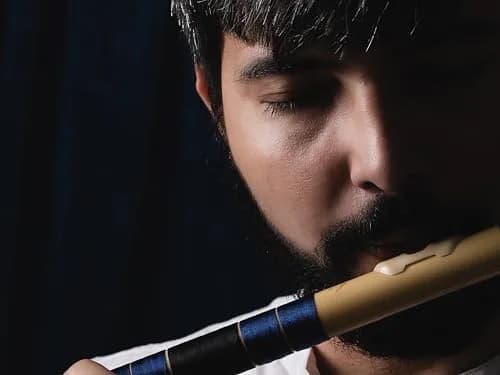 Radhe Flutes C Natural Bansuri | 49cm (19.3in) | Tuned to A=440Hz | PVC Fiber with Velvet Cover thumbnail 2