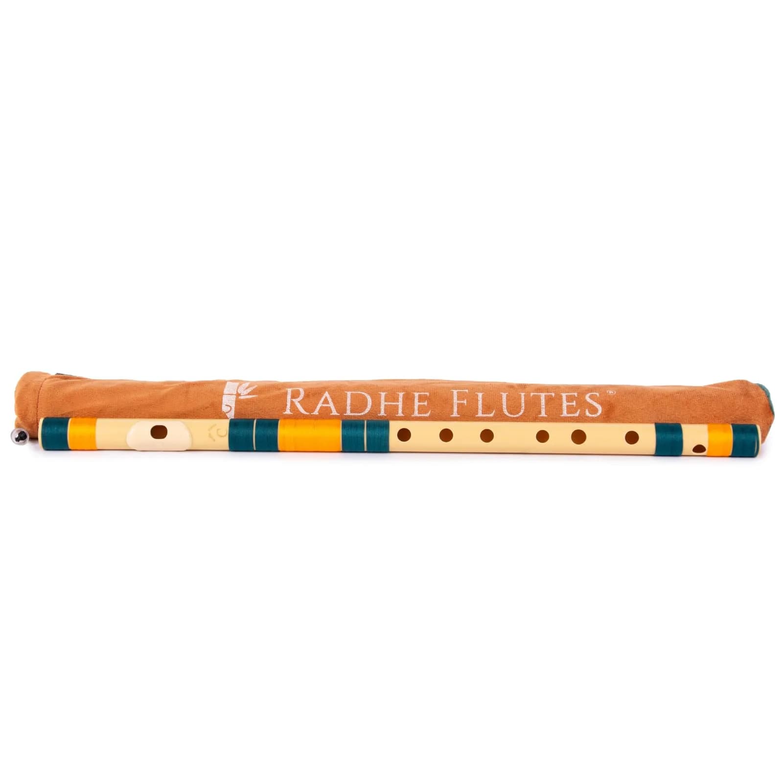 Radhe Flutes C Natural Bansuri | Dark Green & Orange Threads | Tuned A=440Hz | 49cm (19.3in) | PVC Fiber - view 3