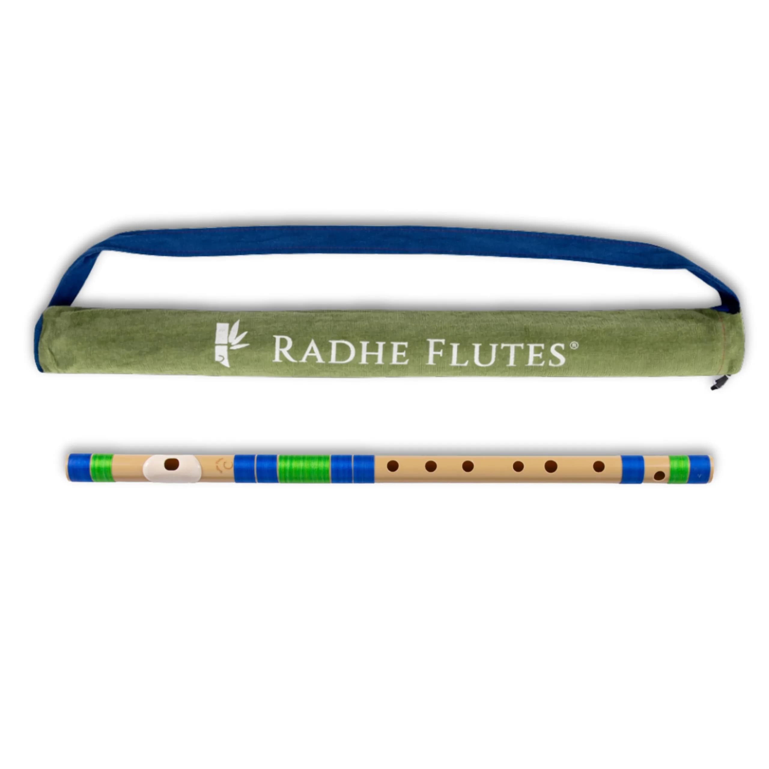 Radhe Flutes C Natural Bansuri PVC Fiber 49cm (19.3in) | Tuned A=440Hz, Blue & Green
