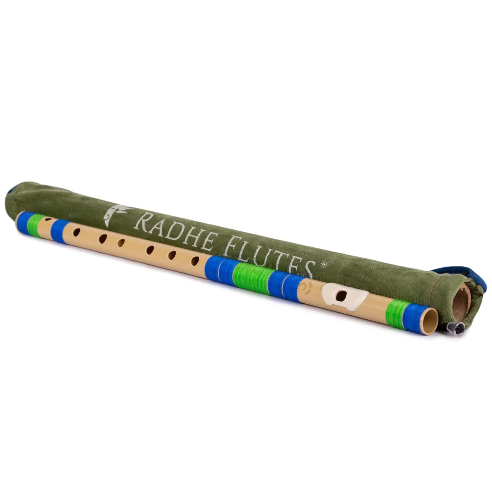 Radhe Flutes C Natural Bansuri PVC Fiber 49cm (19.3in) | Tuned A=440Hz, Blue & Green - view 5