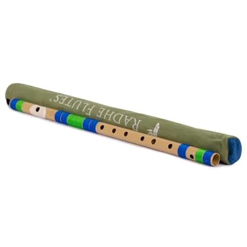 Radhe Flutes C Natural Bansuri PVC Fiber 49cm (19.3in) | Tuned A=440Hz, Blue & Green thumbnail 6