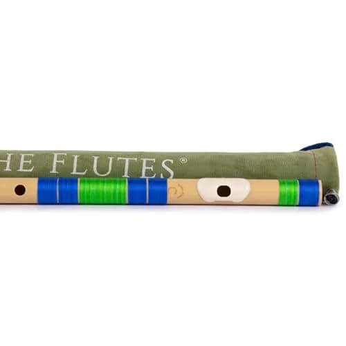Radhe Flutes C Natural Bansuri PVC Fiber 49cm (19.3in) | Tuned A=440Hz, Blue & Green thumbnail 7