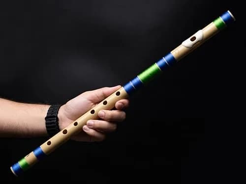Radhe Flutes C Natural Bansuri PVC Fiber 49cm (19.3in) | Tuned A=440Hz, Blue & Green thumbnail 8