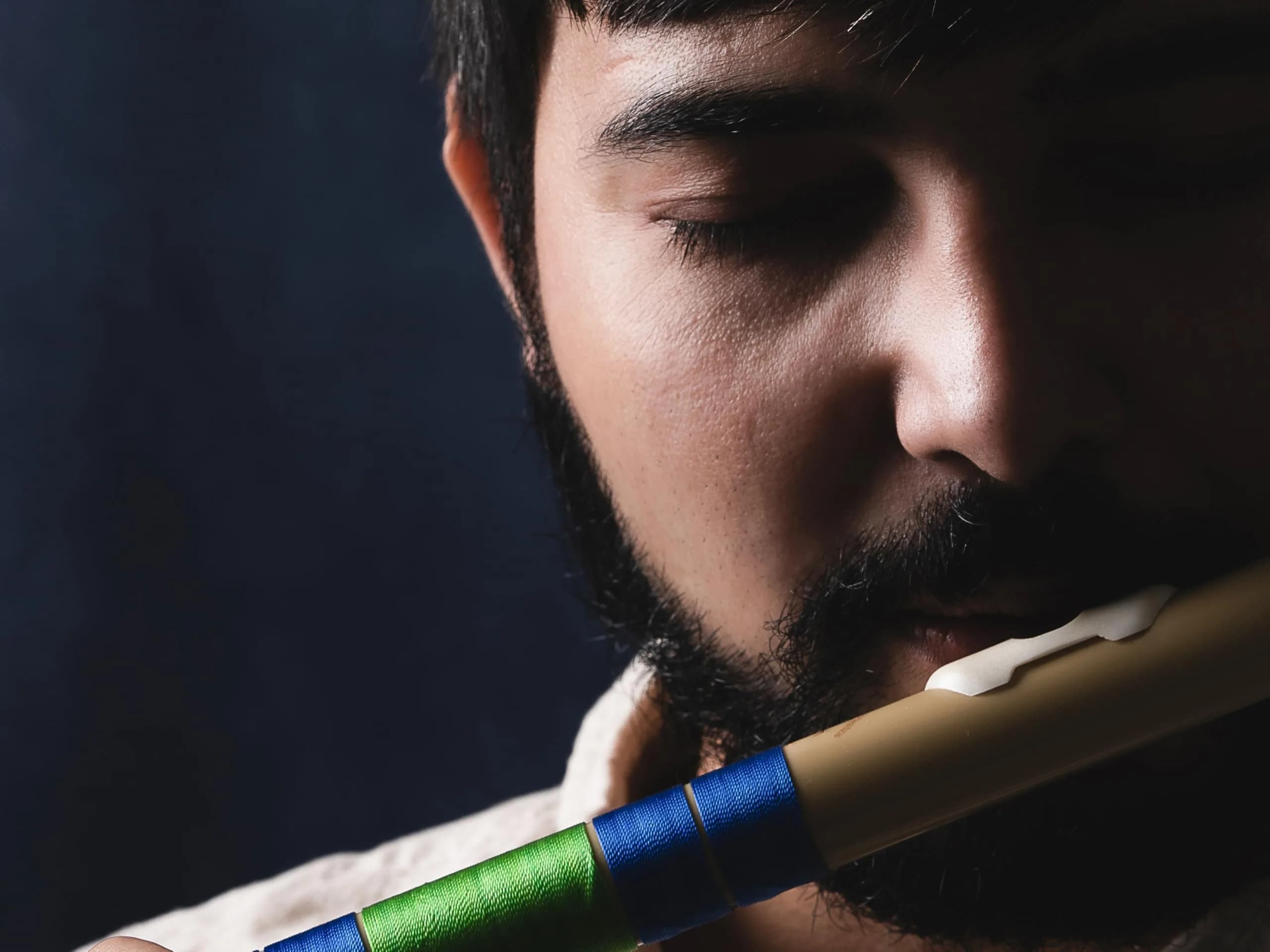Radhe Flutes C Natural Bansuri PVC Fiber 49cm (19.3in) | Tuned A=440Hz, Blue & Green - view 2