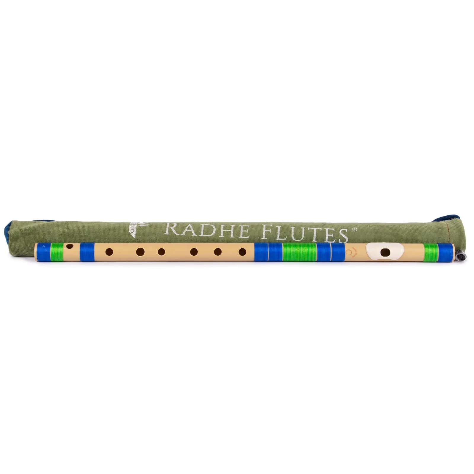 Radhe Flutes C Natural Bansuri PVC Fiber 49cm (19.3in) | Tuned A=440Hz, Blue & Green - view 3