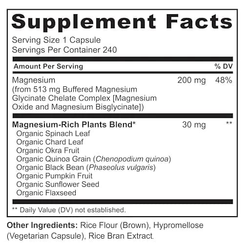 NATURELO Magnesium Glycinate Chelate Complex 200 mg 240 Count | Supports Sleep, Calm, Muscle Relief with Organic Vegetables thumbnail 3
