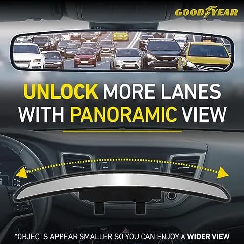 Goodyear Super Wide 17 Inch Panoramic Rear View Car Mirror | Clip-On Large for Cars, SUVs, Trucks thumbnail 8