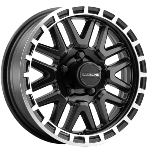 Raceline Wheels Aluminum Trailer Wheels 953BM KRANK Black Finish 14x6" | 5X114.3 Bolt Pattern, 0mm Offset, 8 Spoke Design thumbnail 1