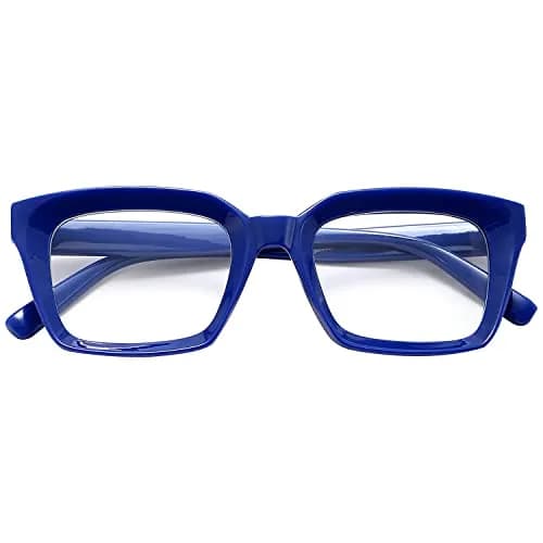 EYLRIM Classic Thick Square Frame Clear Lens Glasses for Men & Women | Non Prescription Eyewear (A4 Blue) thumbnail 3