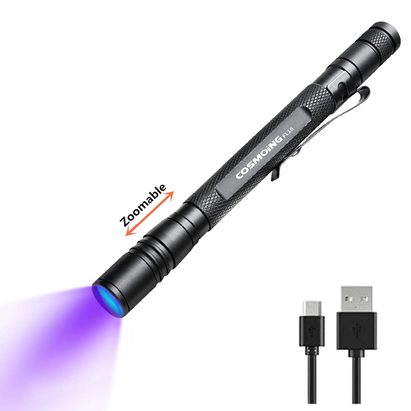 COSMOING Rechargeable 395nm UV Blacklight Flashlight - 1 Pcs - main product image