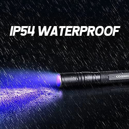 COSMOING Rechargeable UV Blacklight Flashlight 5.4 inch (13g) | Detects Pet Stains & Counterfeit Money thumbnail 3