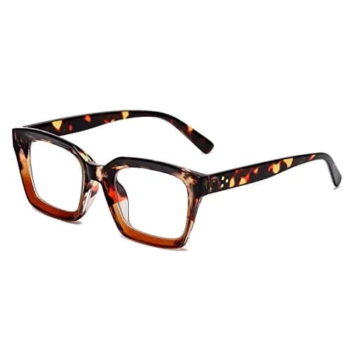 EYLRIM Classic Thick Square Frame Clear Lens Glasses for Women Men Non Prescription Eyeglasses(A6 Tortoise) | 50mm (1.97in) Lens Width thumbnail 1