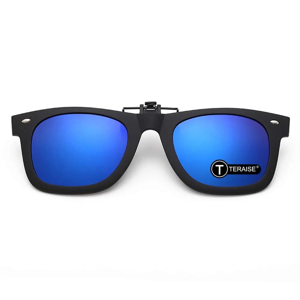 TERAISE Polarized Clip on Sunglasses with Flip Up Function Suitable Driving | UV400, Polarized, Unisex — Blue 62*42mm