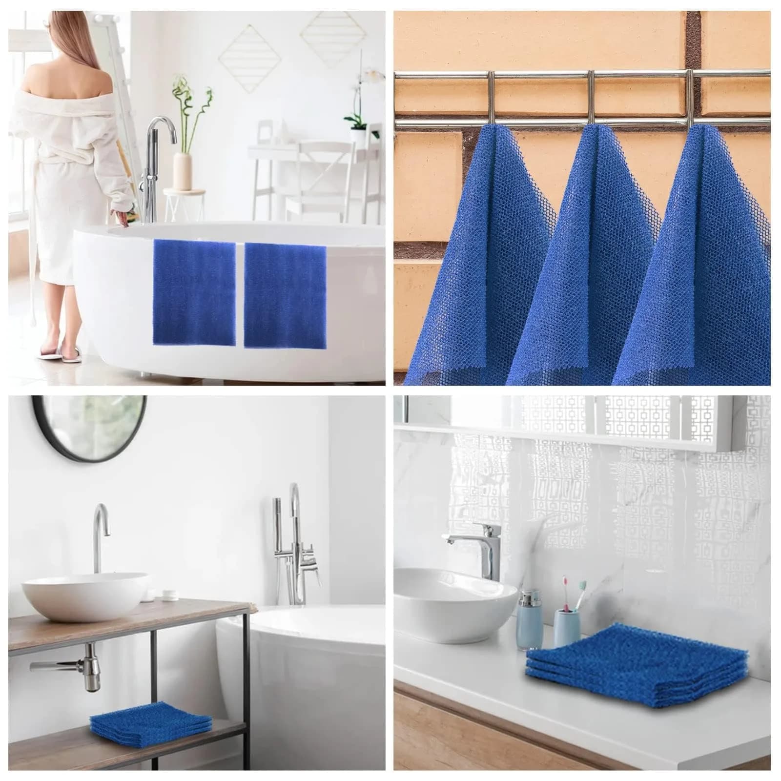 UJFQBH African Net Bath Sponge 80cm (31.5in) | Exfoliating Body Scrubber for Daily Use (Blue, 3-Pack) - view 6
