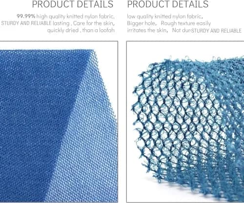 UJFQBH African Net Bath Sponge 80cm (31.5in) | Exfoliating Body Scrubber for Daily Use (Blue, 3-Pack) thumbnail 2