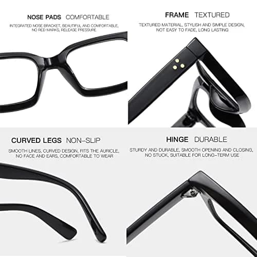 EYLRIM Classic Thick Square Frame Glasses for Women Men Non Prescription 50mm Lens | Lightweight & Stylish thumbnail 4