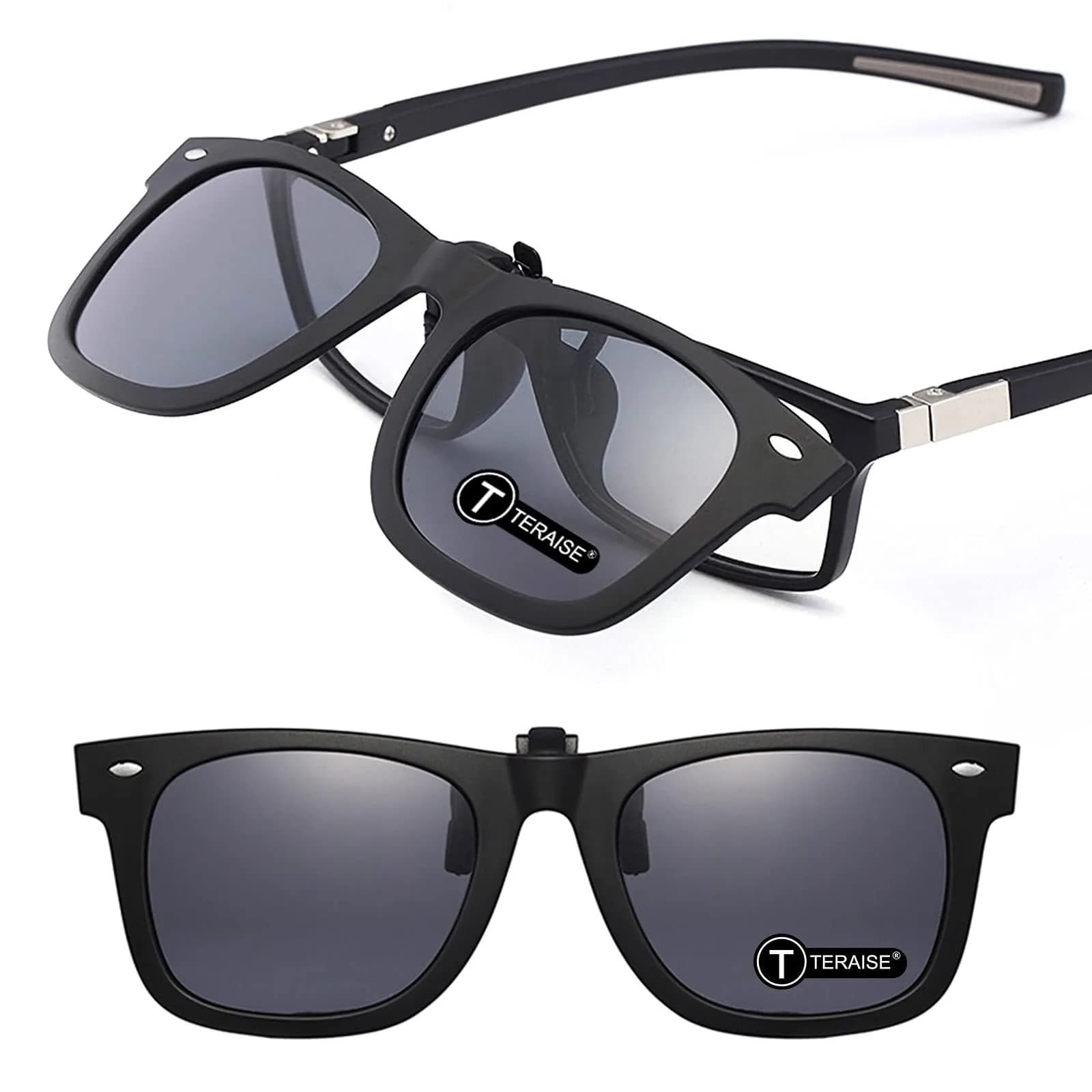 TERAISE Polarized Clip on Sunglasses with Flip Up Function Suitable Driving | UV400 Protection, Polarized Lenses, Fits Myopic Glasses - main product image