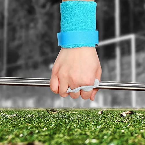 Vinsot Gymnastics Grips Wristbands Set for Kids Youth 2 Pairs Orange Blue | Palm Protection & Wrist Support thumbnail 7