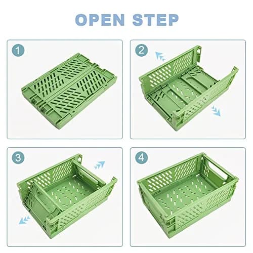 MONKISS 5-Pack Small Foldable Storage Bins, Stackable Mini Plastic Storage Crates 15.9cm (6.26") x 9.65cm (3.8") x 5.59cm (2.2") | Pastel Colors for Desk Organization thumbnail 2