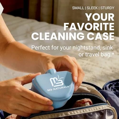 M3 Naturals Denture Bath Case with No-Spill Strainer for Retainers, Mouthguards, Night Guards, 1 Count Blue | Phthalate-Free thumbnail 7