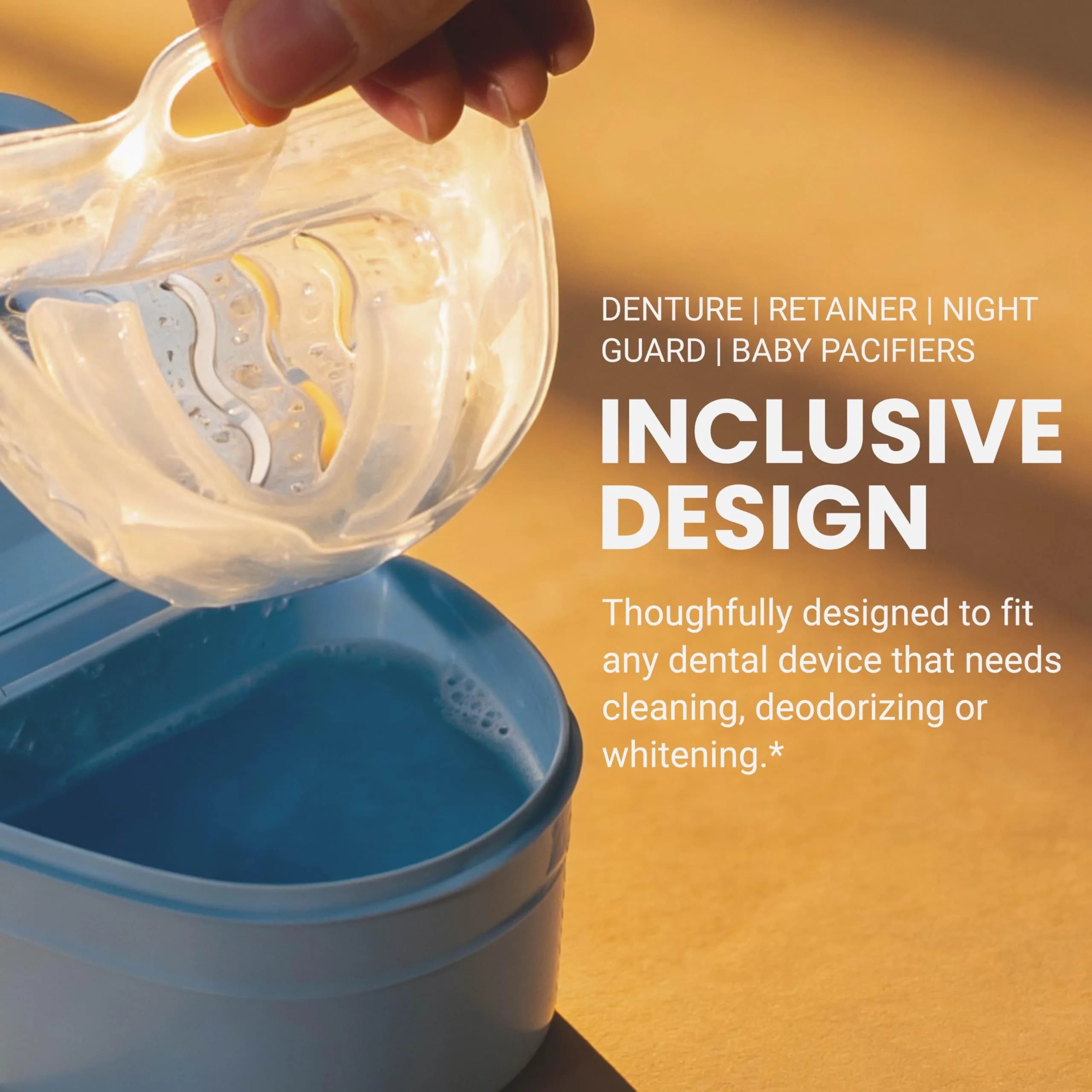 M3 Naturals Denture Bath Case and Retainer Case with Strainer, Blue, Portable Spill-Free for Invisalign, Mouthguards, Dentures (1 Count) - view 5