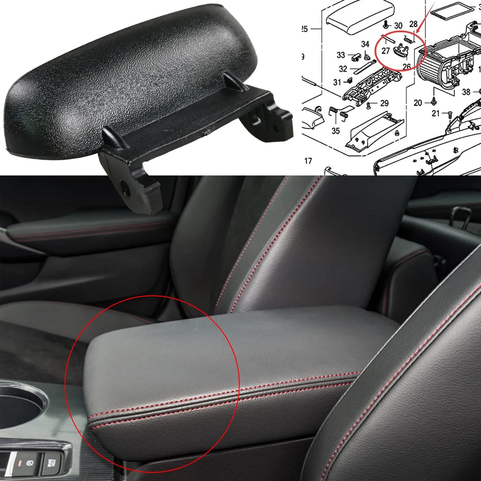GaeaAuto Center Console Latch with Spring & Pin for Honda Civic 2006-2011 | Direct Replacement Part 83451-SNA-A01ZA - view 4