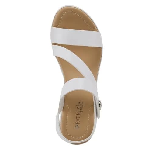 PATRIZIA Spring Step Asymadade Sandals for Women - Low Heel Slip-On Summer Sandals - Ladies Casual Platform with Hook and Loop - White 9 thumbnail 6