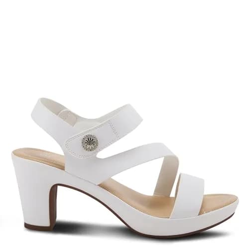 PATRIZIA Spring Step Asymadade Sandals for Women - Low Heel Slip-On Summer Sandals - Ladies Casual Platform with Hook and Loop - White 9 thumbnail 8