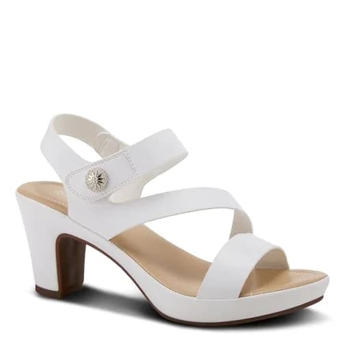 PATRIZIA Spring Step Asymadade Sandals for Women - Low Heel Slip-On Summer Sandals - Ladies Casual Platform with Hook and Loop - White 9 thumbnail 2