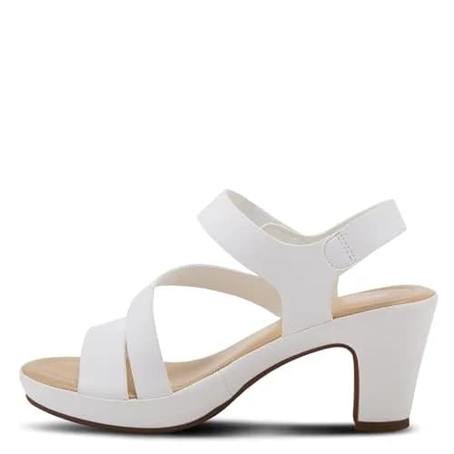 PATRIZIA Spring Step Asymadade Sandals for Women - Low Heel Slip-On Summer Sandals - Ladies Casual Platform with Hook and Loop - White 9 thumbnail 5
