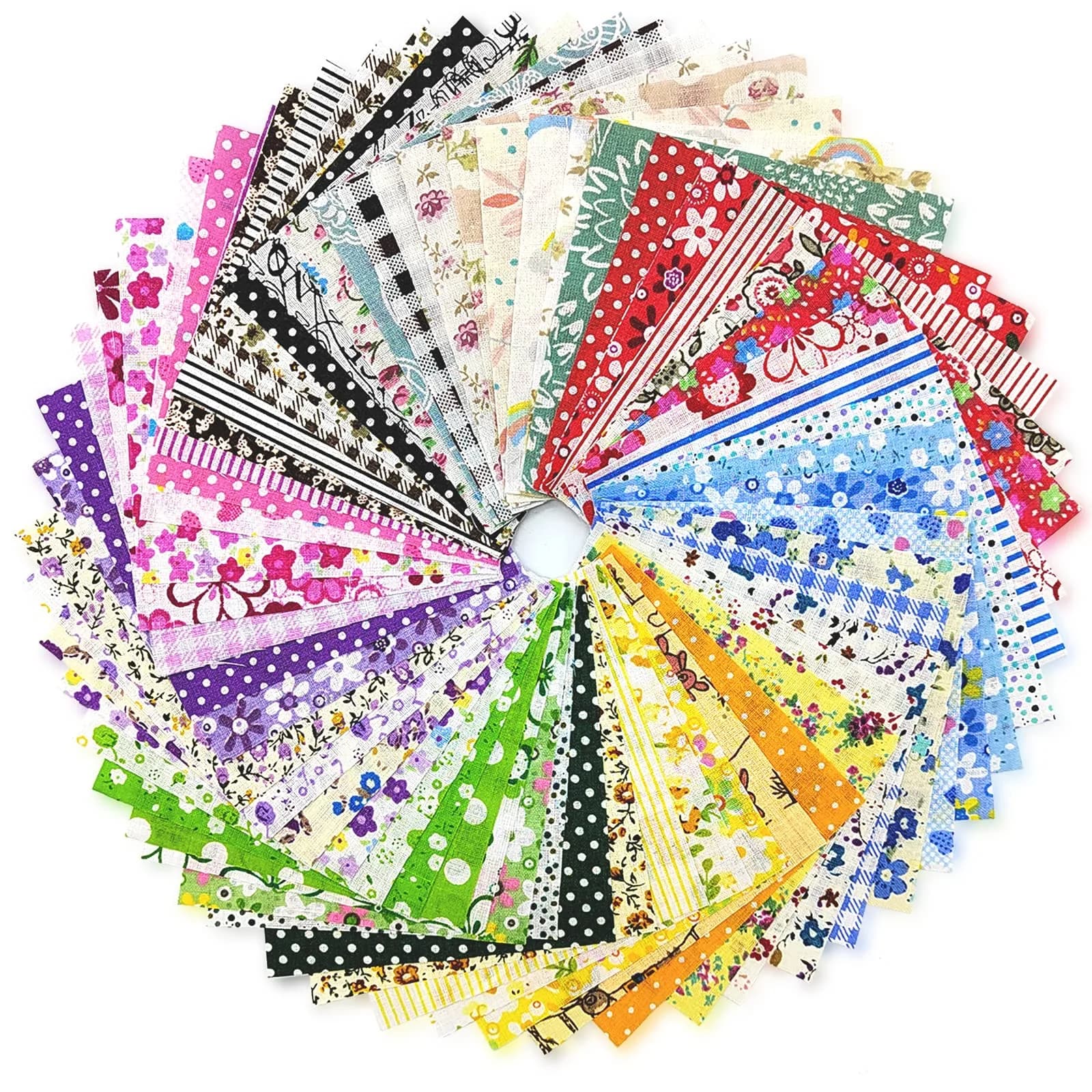 Ysanciuu 120 Pcs 4" x 4" Cotton Craft Fabric Squares | Random Patterns for Sewing & Quilting