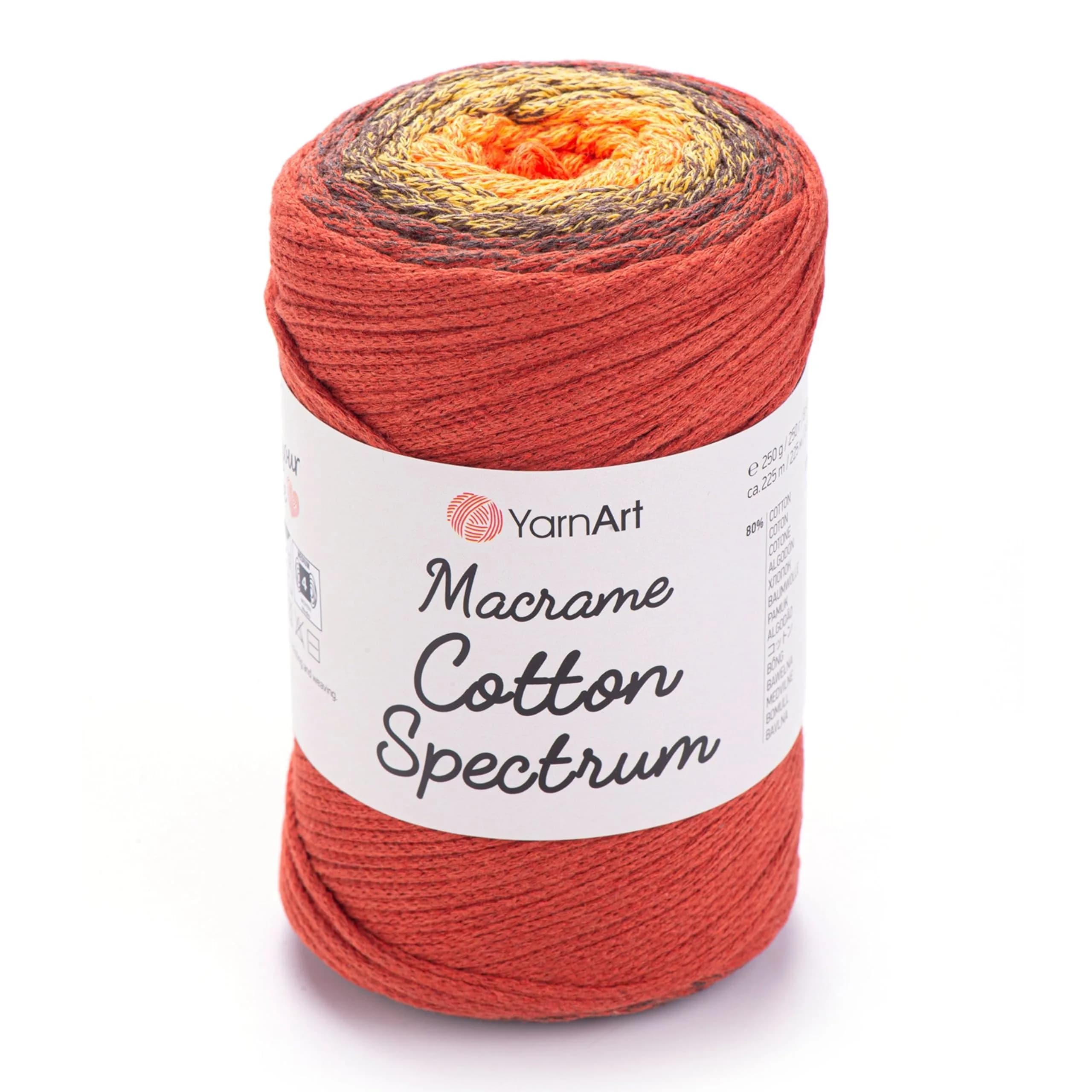 YarnArt Macrame Cotton Spectrum Cord 250g (8.8 Oz) | Multicolor Worsted Weight Aran Yarn for Crafts - main product image