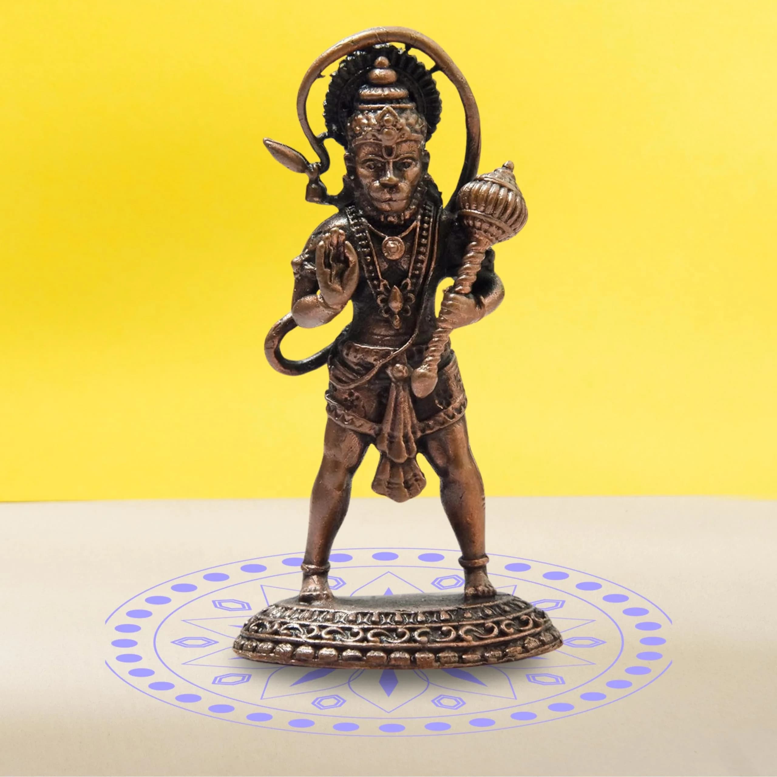 Copper Idols India Hanuman Idol 7 cm (2.75 Inches) | Handmade Pure Copper with Patina Antique Finish - main product image