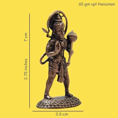 Copper Idols India Hanuman Idol 7 cm (2.75 Inches) | Handmade Pure Copper with Patina Antique Finish thumbnail 5