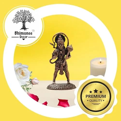 Copper Idols India Hanuman Idol 7 cm (2.75 Inches) | Handmade Pure Copper with Patina Antique Finish thumbnail 2