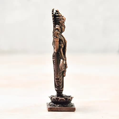 Copper Idols India Handmade Copper Dhanvantri Idol 7 cm (2.75 Inch) | Lord Dhanvantri Statue with Patina Antique Finish thumbnail 6