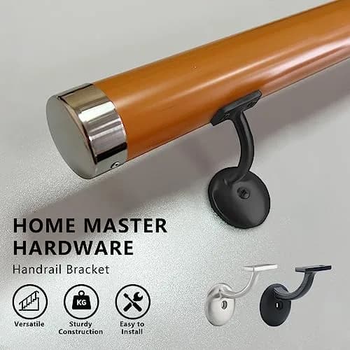 HOME MASTER HARDWARE Hand Rail Brackets for Stairs 6 Pack | Heavy Duty Zinc Support, Matte Black Finish thumbnail 2