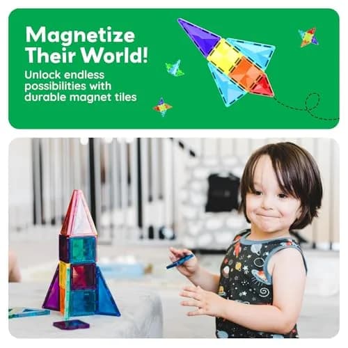 PicassoTiles 120pcs Magnetic Tiles Diamond Series | Mini Travel-Size Educational Toy for Kids 3+ thumbnail 5