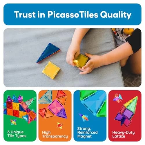 PicassoTiles 120pcs Magnetic Tiles Diamond Series | Mini Travel-Size Educational Toy for Kids 3+ thumbnail 6