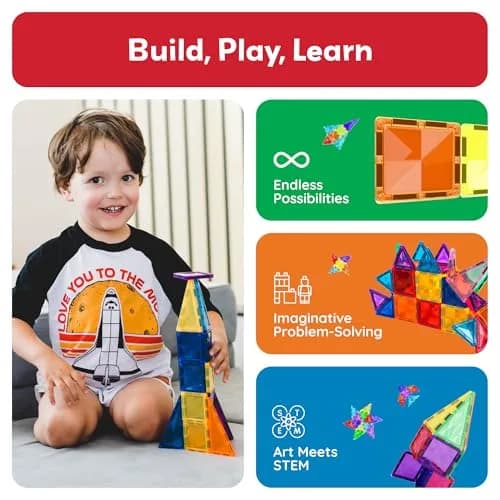 PicassoTiles 120pcs Magnetic Tiles Diamond Series | Mini Travel-Size Educational Toy for Kids 3+ thumbnail 2