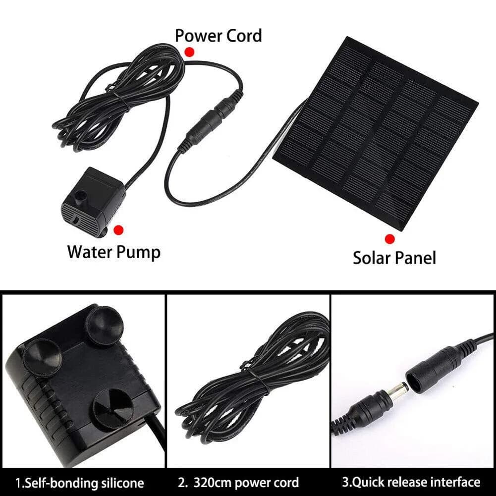 Hovico Solar Fountain Pump Kit 180 L/h (63.4 Fl Oz/h) | Energy-Saving Outdoor Water Pump for Bird Baths, Ponds & Fish Tanks - view 3