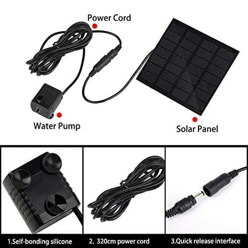 Hovico Solar Fountain Pump Kit 180 L/h (63.4 Fl Oz/h) | Energy-Saving Outdoor Water Pump for Bird Baths, Ponds & Fish Tanks thumbnail 3