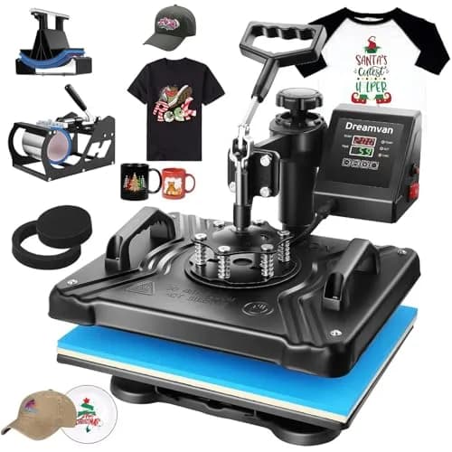HYPOAI 5 in1 Heat Press Machine 15x12 inch | Multi-Function T-Shirt Mug & Cap Transfer thumbnail 1