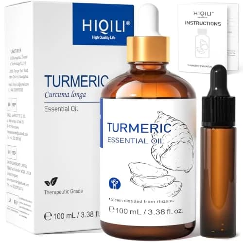 HIQILI Turmeric Essential Oil for Face & Aromatherapy, 100ml (3.38 Fl Oz) | Steam Distilled from Seed - view 2