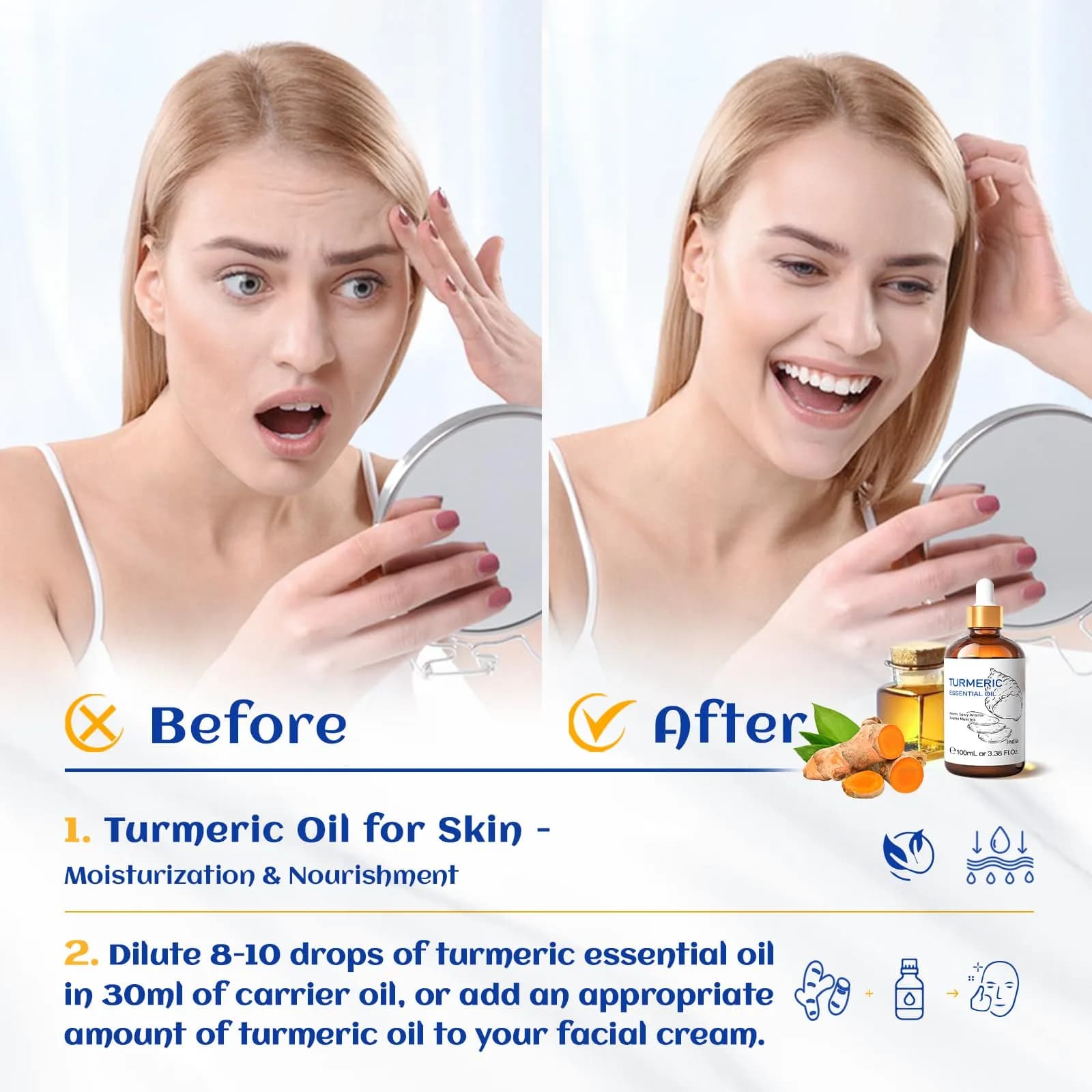 HIQILI Turmeric Essential Oil for Face & Aromatherapy, 100ml (3.38 Fl Oz) | Steam Distilled from Seed - view 4